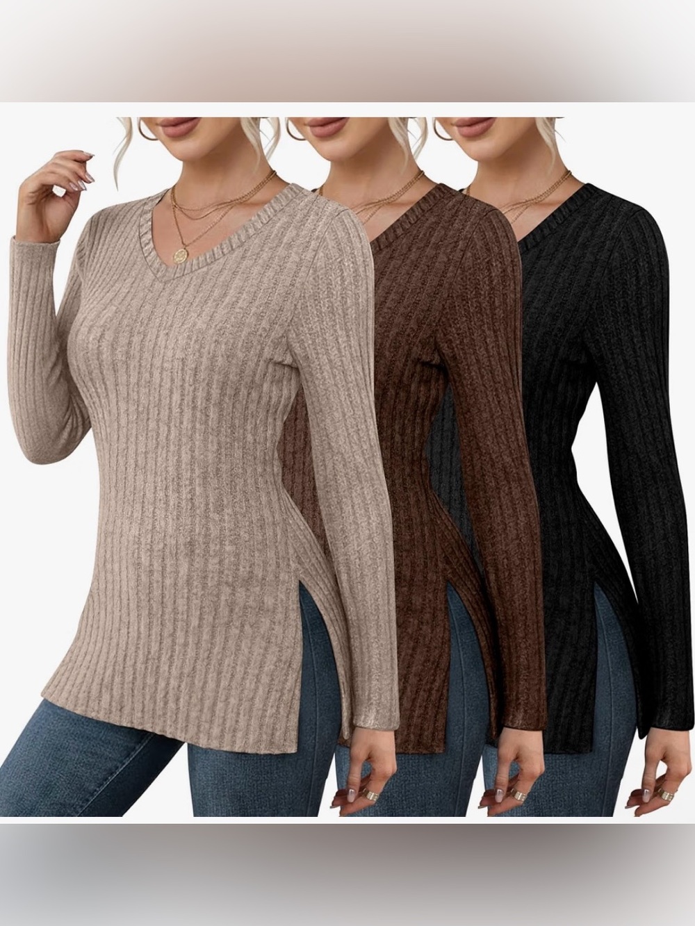 3 Pack Women's Sweaters V Neck Slim Fit Size Small NWT